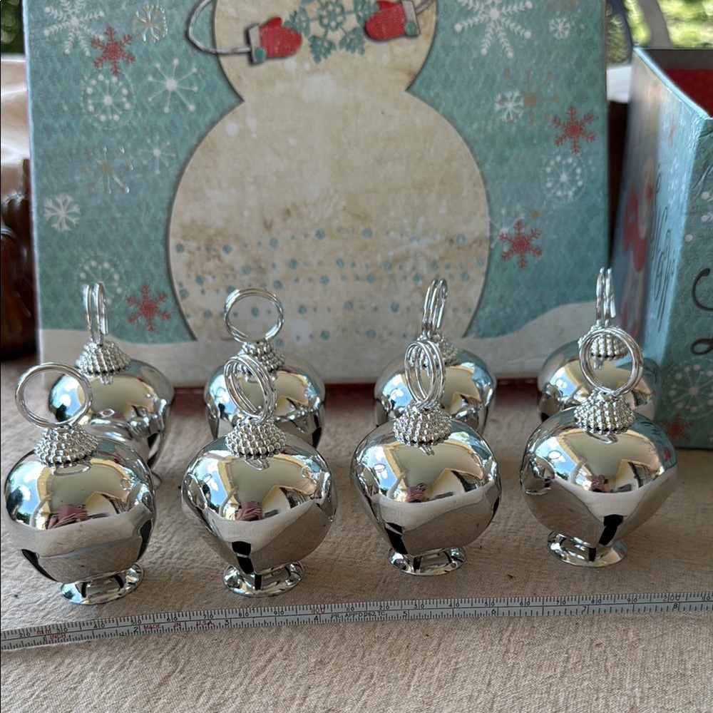 Silver Holiday Jingle Bells place card  Set